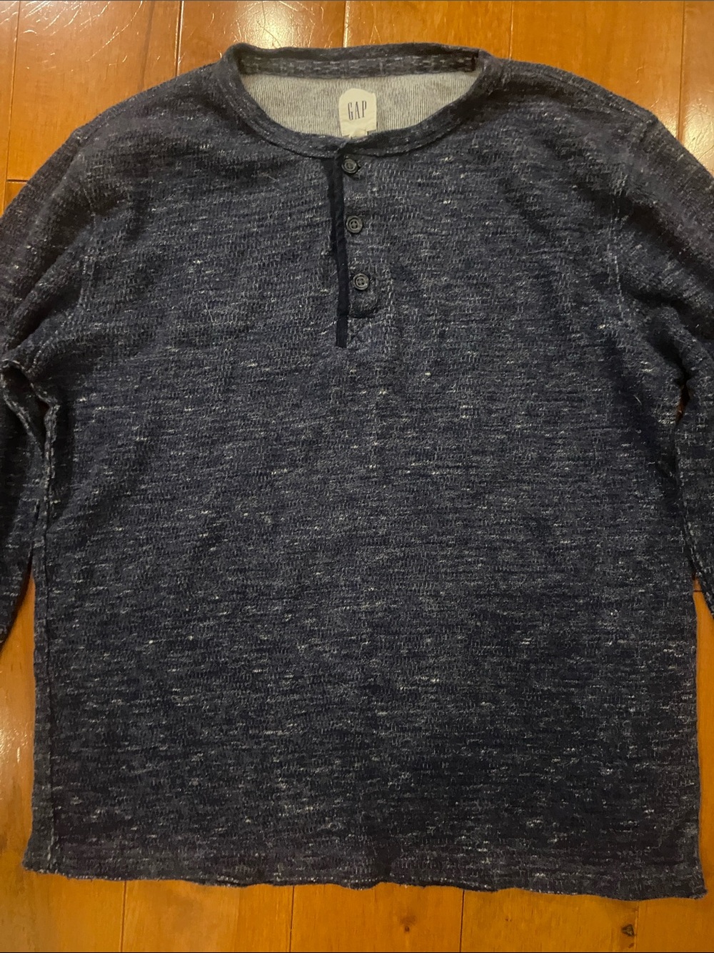 GAP Dark Navy Heathered Henley Pullover